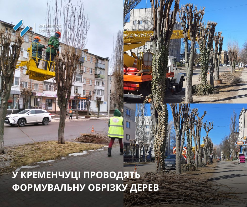У Кременчуці комунальники проводять формувальну обрізку дерев